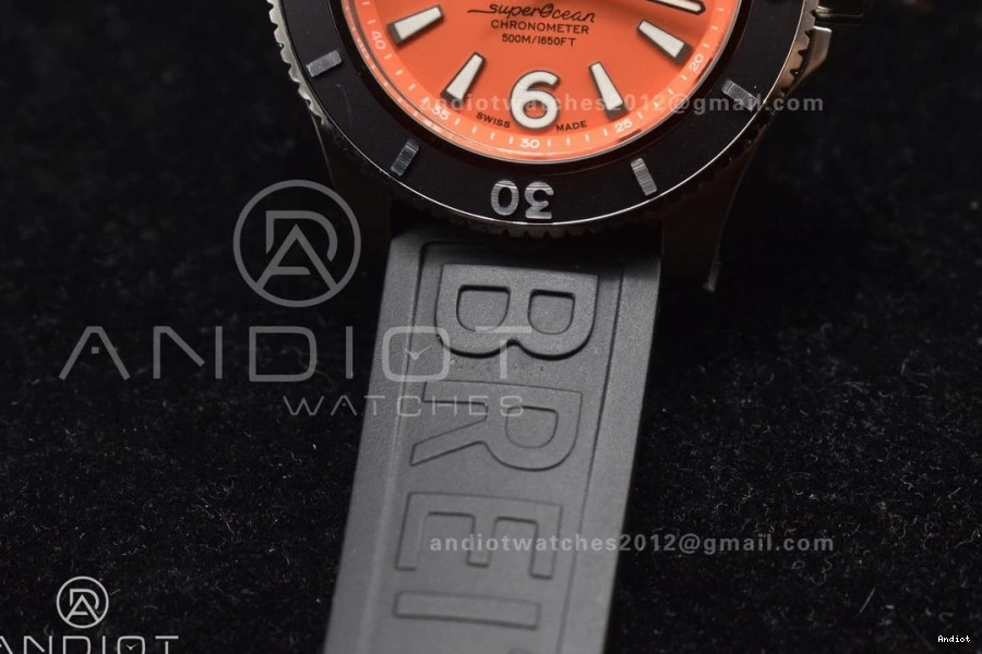 On A2824 Automatic Rubber Superocean 1:1 Black Edition Bezel Orange Strap 44 Dial Black Best TF 0523